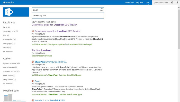 Microsoft Sharepoint search
