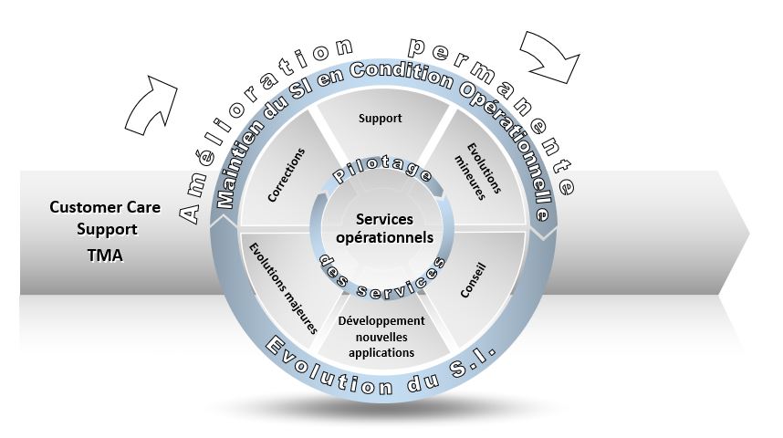 Schéma présentant le service Customer Care Support TMA